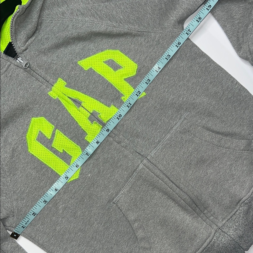 GAP Kids Gray Hoodie with Neon Green Accents - Picture 7 of 8